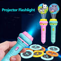 Kids projector flashlight displaying 80 colourful bedtime story patterns on bedroom wall