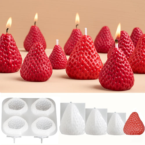 3D strawberry silicone candle mould for DIY candle making craft
