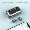 F9 TWS Bluetooth gaming earbuds with digital display charging case in black