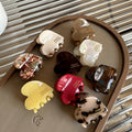 Korean style heart shaped claw clip hair accessory for women and girls